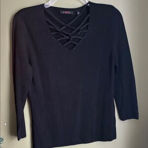 Cyrus Black Long Sleeve Crisscross Top